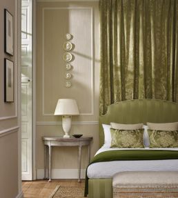 Arabesque Silk Fabric by Zoffany Pale Olive
