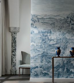 Arcadian Thames Mural by Zoffany Wedgwood Blue