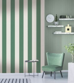 Awning Stripe Wallpaper by Woodchip & Magnolia Green/Magnolia