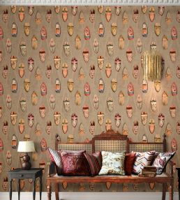 Babouches Wallpaper by Mulberry Home Teal