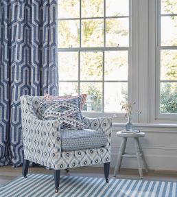Vasco Fabric by Baker Lifestyle Indigo / Spice
