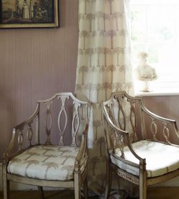Marrakech Palm Fabric by Barneby Gates Gold On Natural