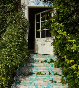 Paisley Fabric by Barneby Gates Turquoise On Old Grey