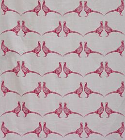Pheasant Fabric by Barneby Gates Pink on Cream