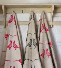 Pheasant Fabric by Barneby Gates Pink on Cream