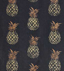 Pineapples Fabric by Barneby Gates Gold On Charcoal