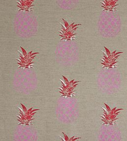 Pineapples Fabric by Barneby Gates Pink On Natural