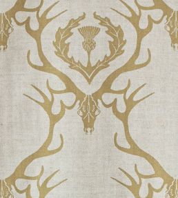 Deer Damask Fabric by Barneby Gates Gold