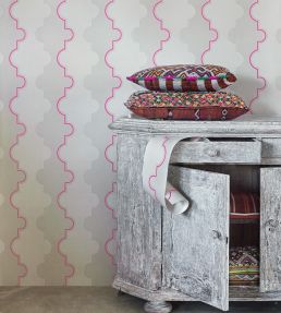 Jigsaw Stripe Wallpaper by Barneby Gates Pink
