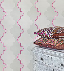 Jigsaw Stripe Wallpaper by Barneby Gates Pink