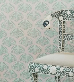 Scallop Shell Wallpaper by Barneby Gates Plaster/Green