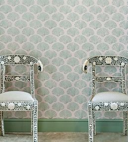 Scallop Shell Wallpaper by Barneby Gates Plaster/Green