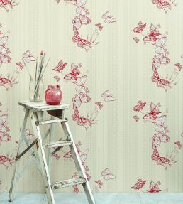 Bugs and Butterflies Wallpaper by Barneby Gates Raspberry