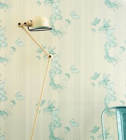 Bugs and Butterflies Wallpaper by Barneby Gates Ice Blue