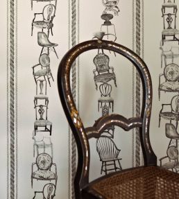 Chairs Wallpaper by Barneby Gates Black on Parchment