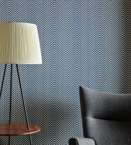Chevron Wallpaper by Barneby Gates Ink Blue