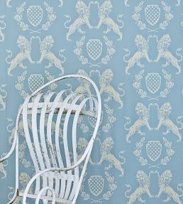 Heraldic Lion Wallpaper by Barneby Gates Wedgewood Blue