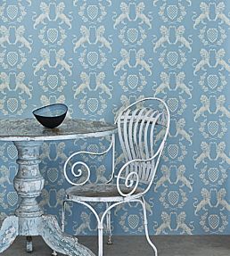 Heraldic Lion Wallpaper by Barneby Gates Wedgewood Blue