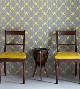 Horse Trellis Wallpaper by Barneby Gates Acid on Grey
