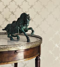 Horse Trellis Wallpaper by Barneby Gates Metallic Stone