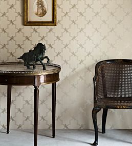 Horse Trellis Wallpaper by Barneby Gates Metallic Stone