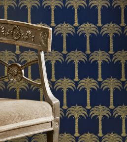 Marrakech Palm Wallpaper by Barneby Gates Midnight Blue