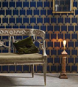 Marrakech Palm Wallpaper by Barneby Gates Midnight Blue