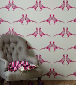 Pheasant Wallpaper by Barneby Gates Pink