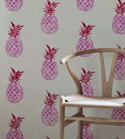 Pineapple Wallpaper by Barneby Gates Red/Pink