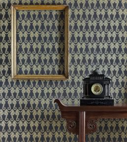 Seahorse Wallpaper by Barneby Gates Charcoal/Gold