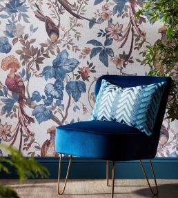 Bird Sonnet Mural by 1838 Wallcoverings Chambray