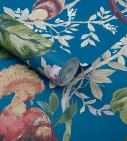 Bird Sonnet Wallpaper by 1838 Wallcoverings Royal Blue