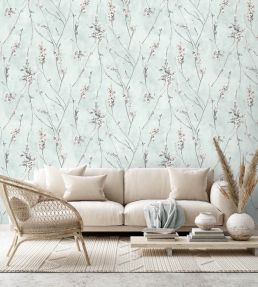 Blossom Wallpaper by Woodchip & Magnolia Duck Egg Blue