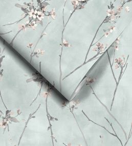 Blossom Wallpaper by Woodchip & Magnolia Duck Egg Blue
