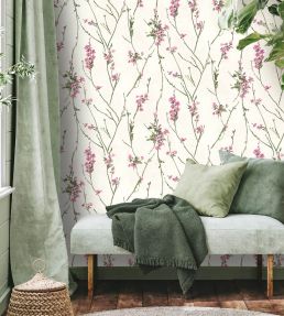 Blossom Wallpaper by Woodchip & Magnolia Pink on Cream