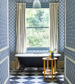 Calico Shell Wallpaper by 1838 Wallcoverings Colbalt