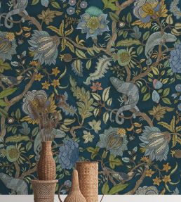 Chameleon Trail Wallpaper by Josephine Munsey Bright Blues and Greens