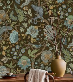 Chameleon Trail Wallpaper by Josephine Munsey Dark Brown and Blue