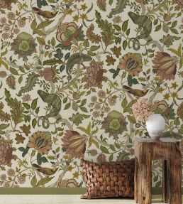 Chameleon Trail Wallpaper by Josephine Munsey Dusty Pinks and Olive