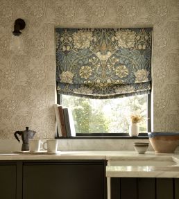 Chrysanthemum Toile Wallpaper by Morris & Co China Blue/Cream