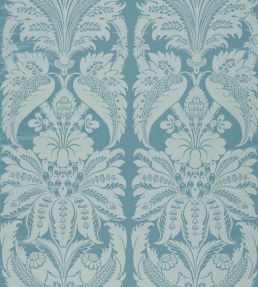 Clandon Damask Fabric by Zoffany Wedgwood Blue