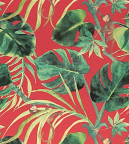 Monkey Business Fabric by Clarke & Clarke Rouge