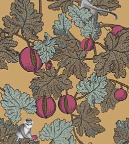 Frutto Proibito Wallpaper by Cole & Son Sky Blue and Plum on Gold