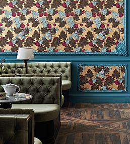 Frutto Proibito Wallpaper by Cole & Son Sky Blue and Plum on Gold