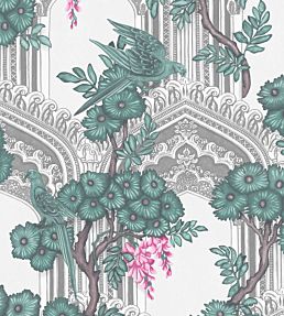 mintonの壁紙 Babylon Wallpaper in Teal/Pink by Cole & Son | Jane Clayton