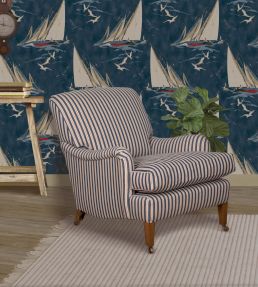 Compass Stripe Fabric by Mulberry Home Indigo