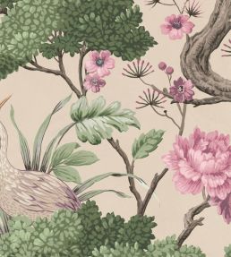 Crane Bird Fabric by Woodchip & Magnolia Rose Pink/Cream
