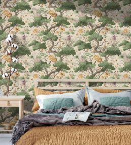 Crane Bird Wallpaper by Woodchip & Magnolia Buttercup Yellow/Cream