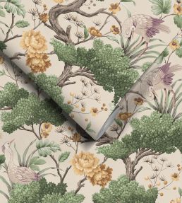 Crane Bird Wallpaper by Woodchip & Magnolia Buttercup Yellow/Cream