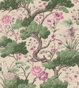 Crane Bird Wallpaper by Woodchip & Magnolia Rose Pink/Cream